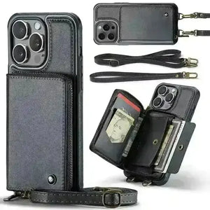Crossbody Zipper Leather Phone Case (For iPhones) - Bear Hugs