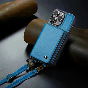 Crossbody Zipper Leather Phone Case (For iPhones) - Bear Hugs