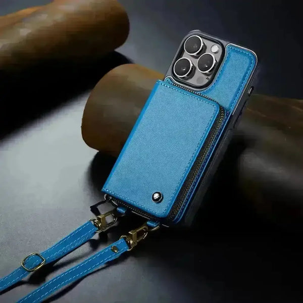 Crossbody Zipper Leather Phone Case (For iPhones) - Bear Hugs