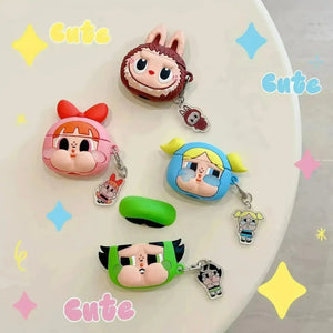 Crybaby Powerpuff Girls & Labubu AirPods Case - Bear Hugs