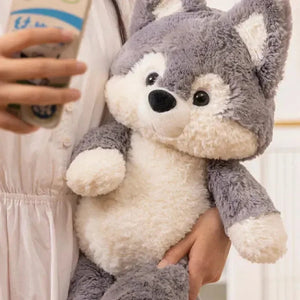 Cuddle Buddy Husky Plush in Overalls - Bear Hugs