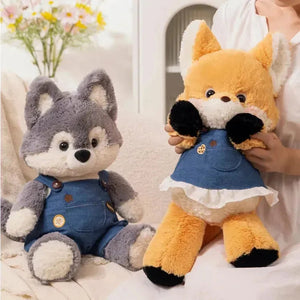 Cuddle Buddy Husky Plush in Overalls - Bear Hugs