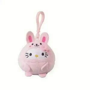 Cuddly Hello Kitty Plush Round Keychain - Bear Hugs
