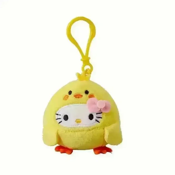 Cuddly Hello Kitty Plush Round Keychain - Bear Hugs
