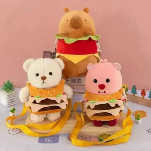 Cute Bear Hamburger Plush Bag (25 cm) - Bear Hugs