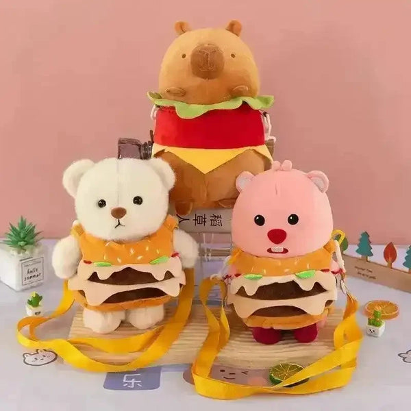 Cute Bear Hamburger Plush Bag (25 cm) - Bear Hugs