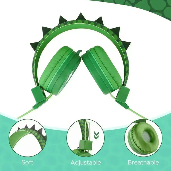 Cute Dino and Cat Wired Headphones For Kids - Bear Hugs