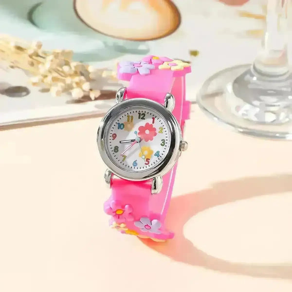 Cute Floral Round Kids Watch - Bear Hugs