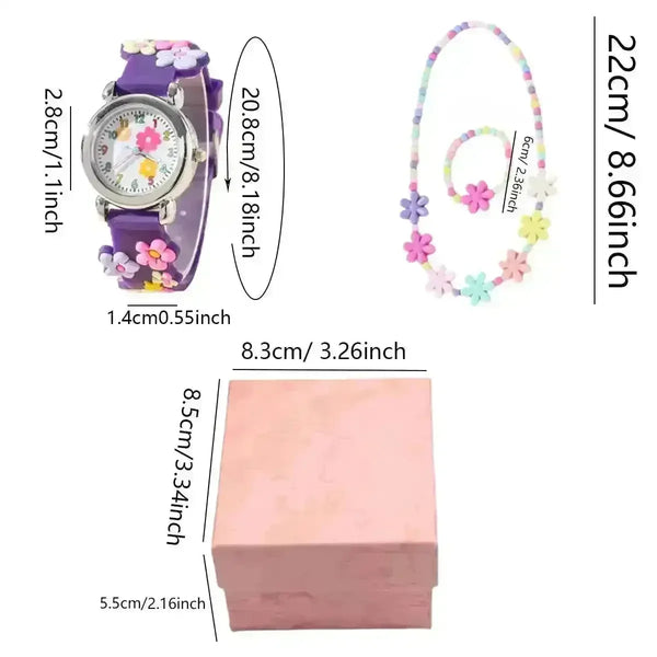 Cute Floral Round Kids Watch - Bear Hugs