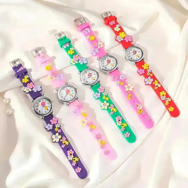 Cute Floral Round Kids Watch - Bear Hugs