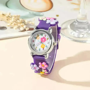Cute Floral Round Kids Watch - Bear Hugs