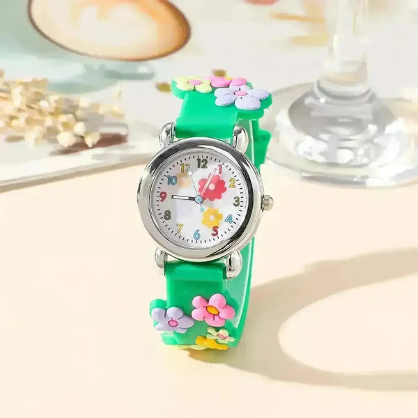 Cute Floral Round Kids Watch - Bear Hugs