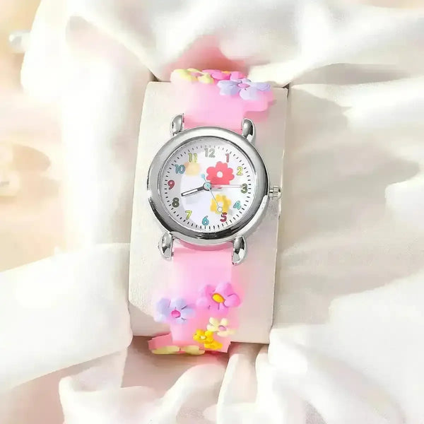 Cute Floral Round Kids Watch - Bear Hugs