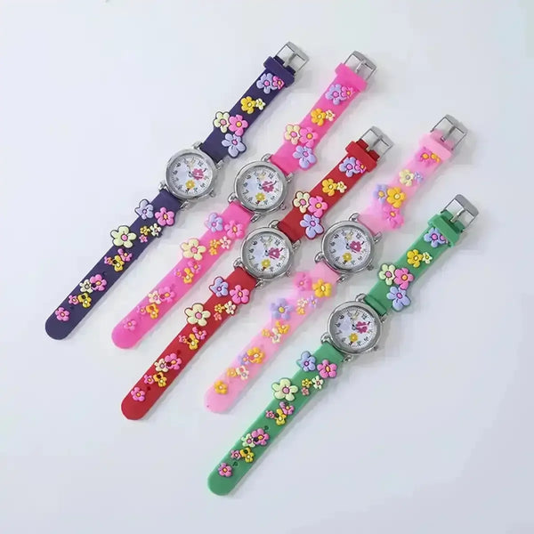 Cute Floral Round Kids Watch - Bear Hugs