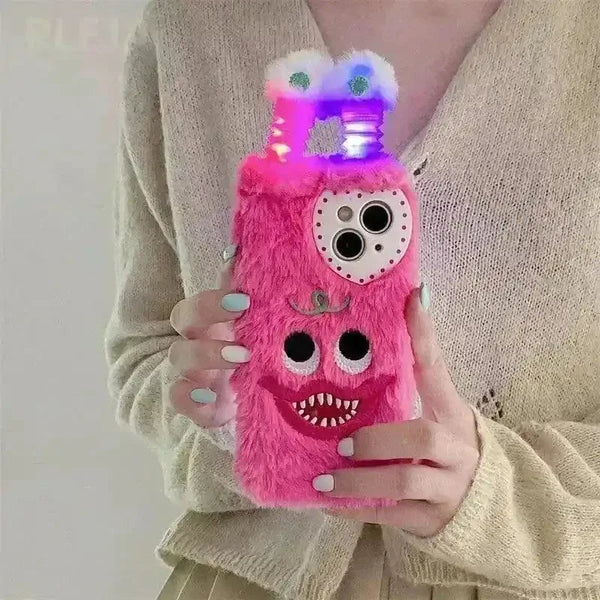 Cute Glowing Lighting Furry Monster Case (For iPhones) - Bear Hugs