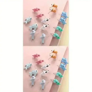 Cute Mini Animals Cartoon Clip Earring Set - Bear Hugs