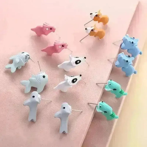 Cute Mini Animals Cartoon Clip Earring Set - Bear Hugs