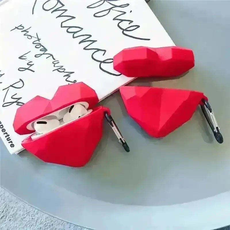 Cute Red Heart Shaped Case (For Airpods) - Bear Hugs