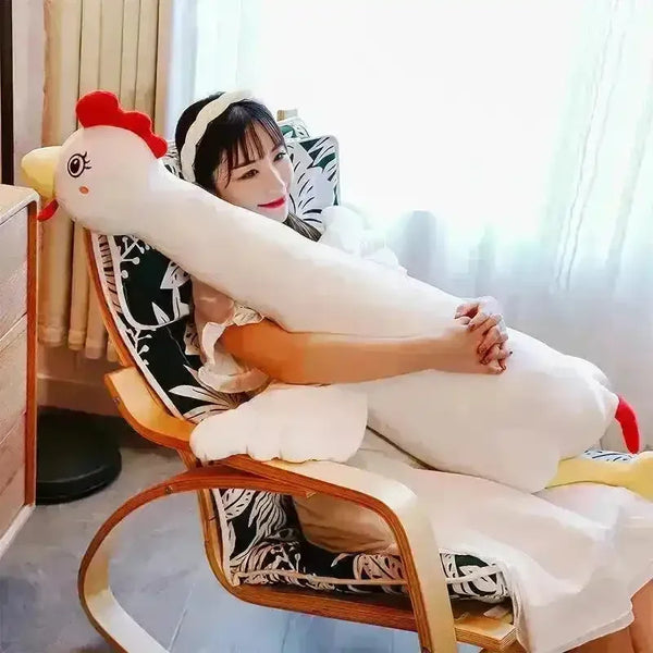Cute White Chicken Long Pillow - Bear Hugs