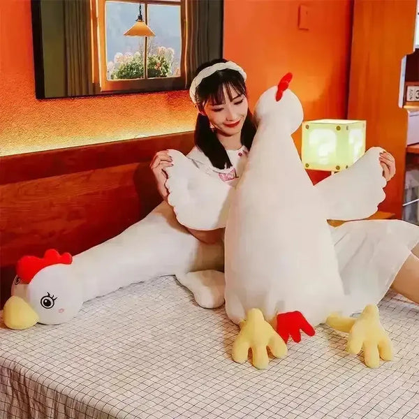 Cute White Chicken Long Pillow - Bear Hugs