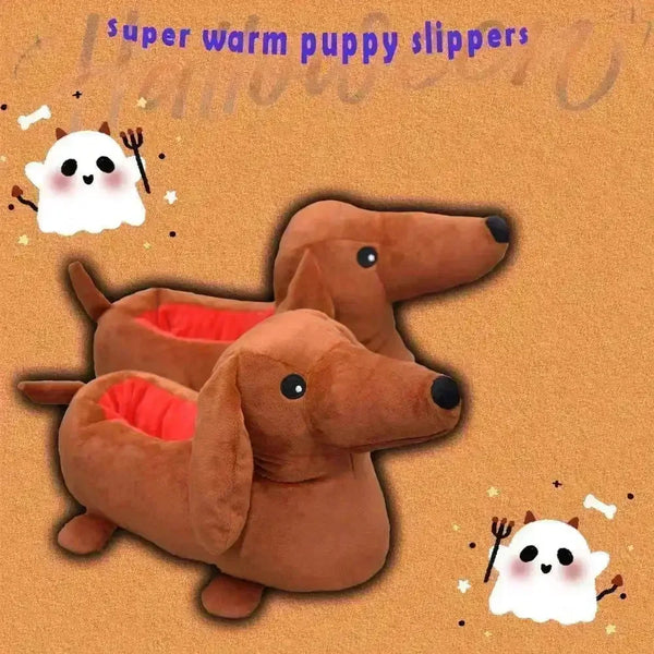 Dachsund Puppy Warm Indoor Slippers - Bear Hugs