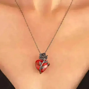 Dark Rose Heart Pendant - Bear Hugs