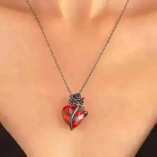 Dark Rose Heart Pendant - Bear Hugs