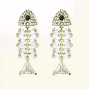 Delicate Fish Bone Dangle Earrings - Bear Hugs