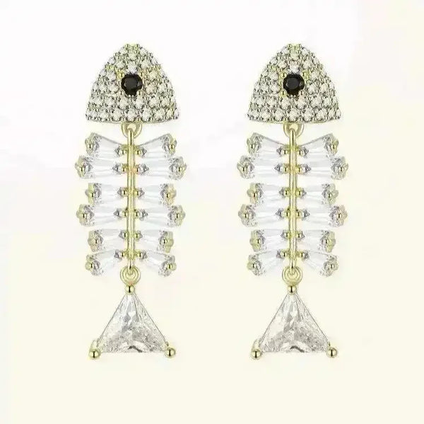 Delicate Fish Bone Dangle Earrings - Bear Hugs