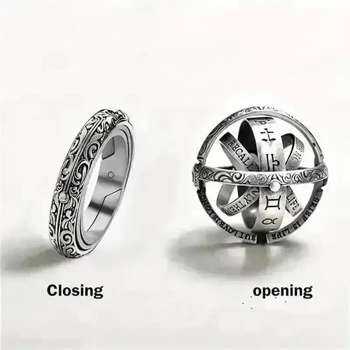 Delicate Rotating Astronomical Sphere Ring - Bear Hugs