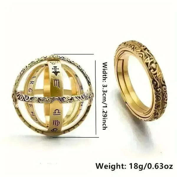 Delicate Rotating Astronomical Sphere Ring - Bear Hugs