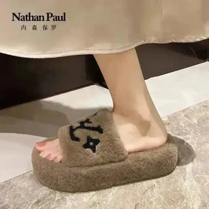 Designer Monogram Plushed Out Slippers - Bear Hugs