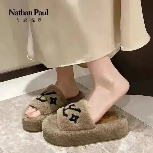 Designer Monogram Plushed Out Slippers - Bear Hugs