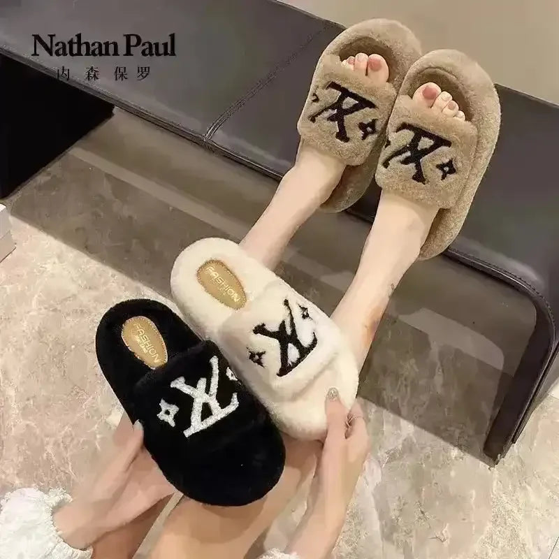 Designer Monogram Plushed Out Slippers - Bear Hugs