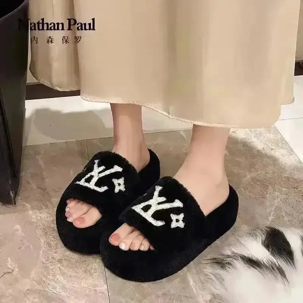 Designer Monogram Plushed Out Slippers - Bear Hugs