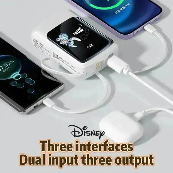Disney Fast-Charging Power Bank With Dual Cables - Bear Hugs