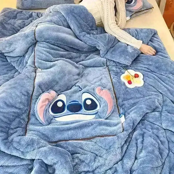 Disney Stitch 2 in 1 Pillow and Blanket Set - Bear Hugs