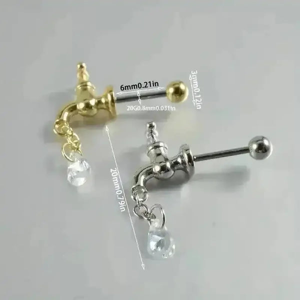 Dripping Faucet Shaped Fancy Stud Earrings - Bear Hugs
