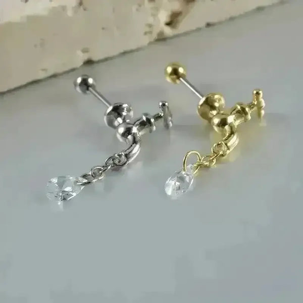 Dripping Faucet Shaped Fancy Stud Earrings - Bear Hugs