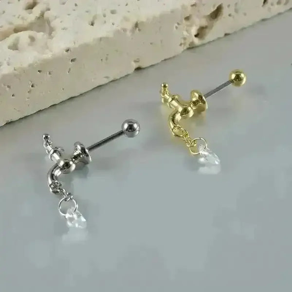 Dripping Faucet Shaped Fancy Stud Earrings - Bear Hugs