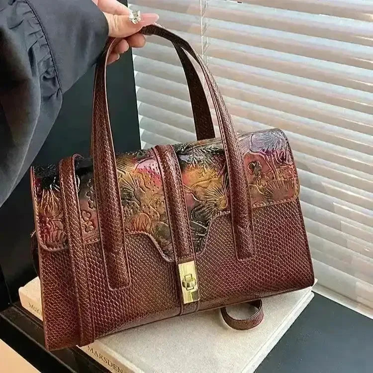 Dual Design Leatherette Handbag - Bear Hugs