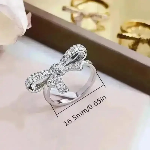 Elegant Boho Bowknot Rhinestone Ring - Bear Hugs