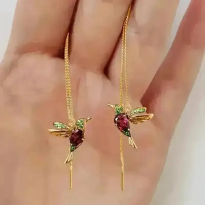 Exquisite Hummingbird Design Dangle Earrings - Bear Hugs