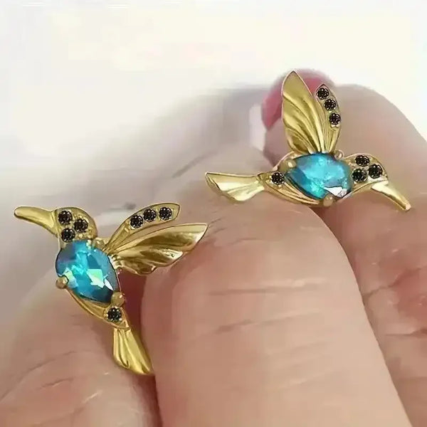 Exquisite Hummingbird Design Dangle Earrings - Bear Hugs