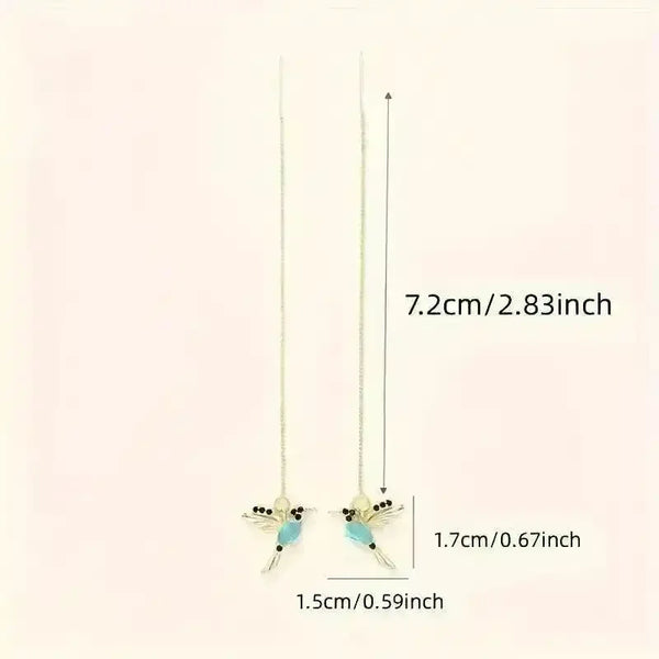Exquisite Hummingbird Design Dangle Earrings - Bear Hugs