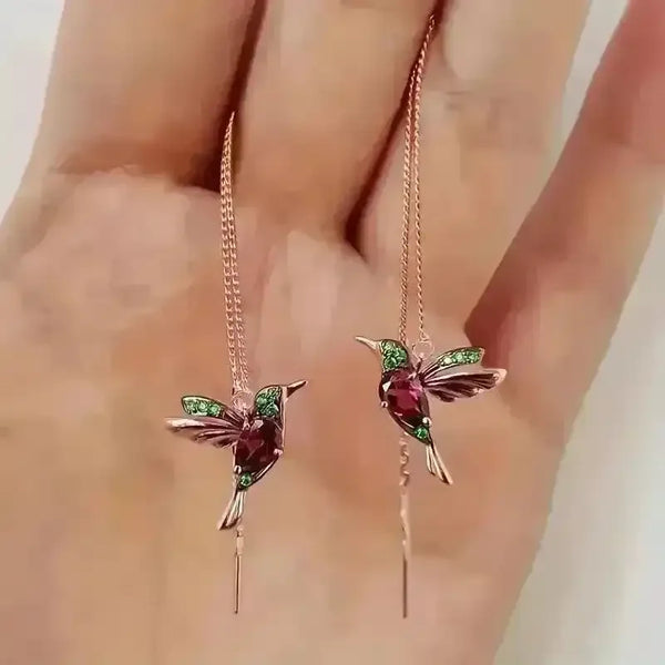 Exquisite Hummingbird Design Dangle Earrings - Bear Hugs