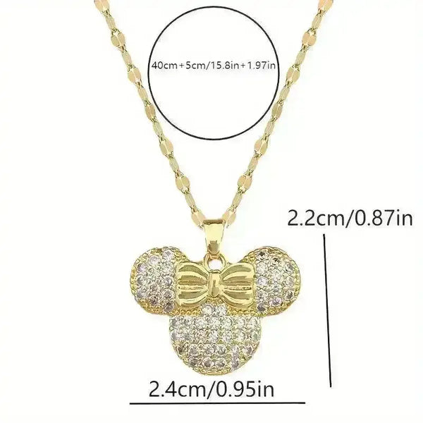Exquisite Minnie Mouse Rhinestone Pendant - Bear Hugs