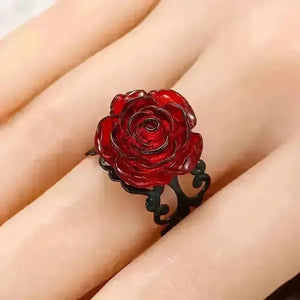 Exquisite Red Rose Adjustable Ring - Bear Hugs
