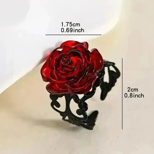Exquisite Red Rose Adjustable Ring - Bear Hugs