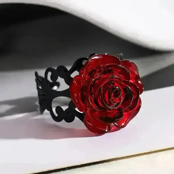 Exquisite Red Rose Adjustable Ring - Bear Hugs